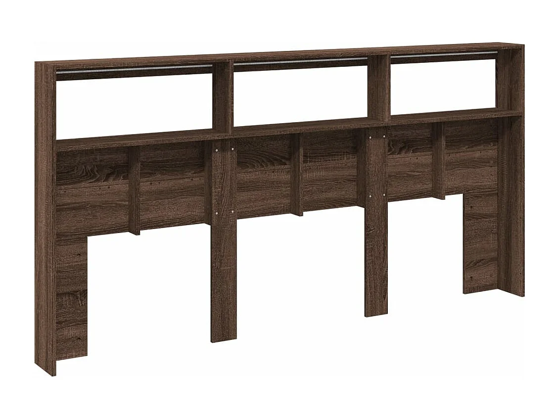 Hoofdbordkast met LED-verlichting 200x17x102 cm bruin eiken