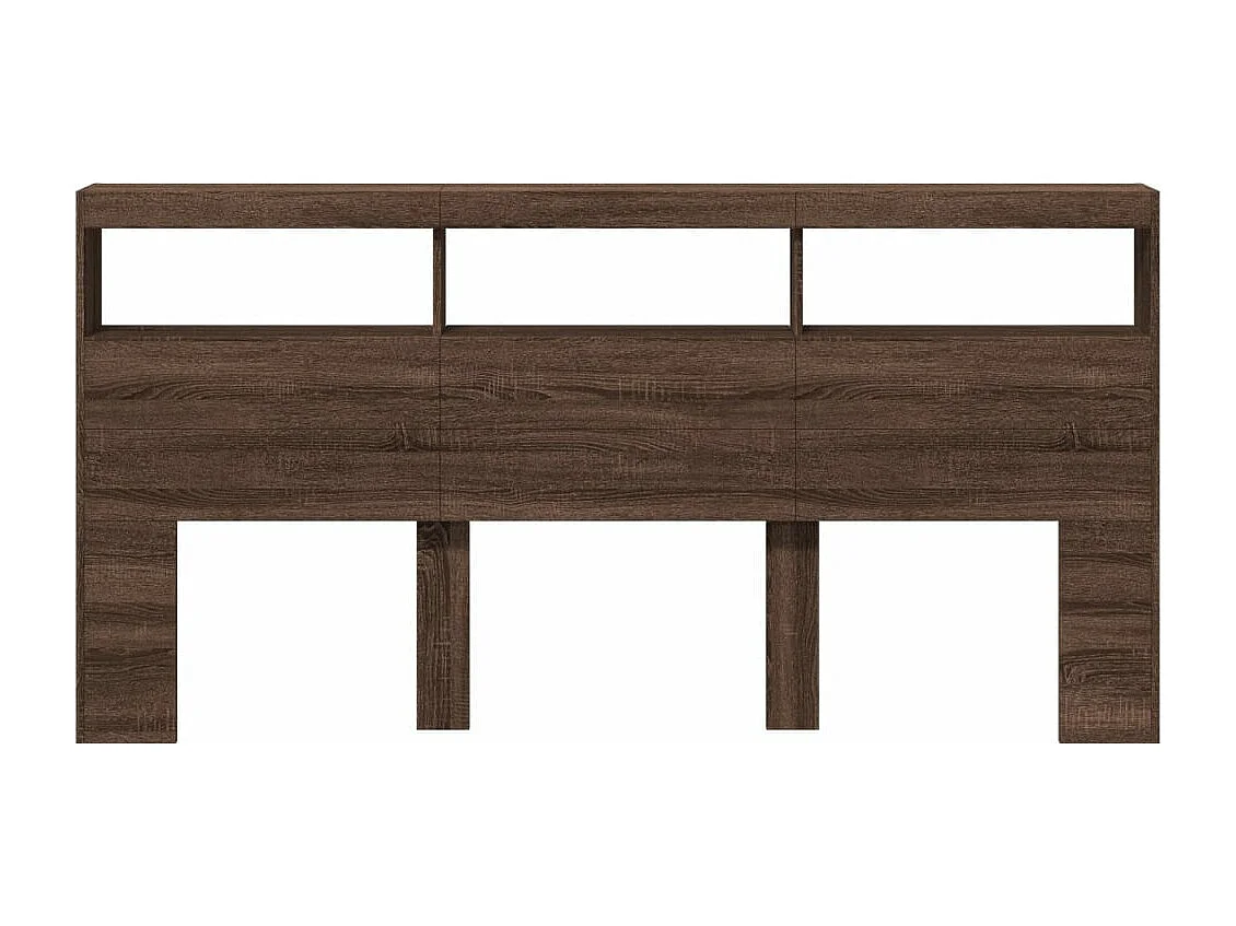 Hoofdbordkast met LED-verlichting 200x17x102 cm bruin eiken