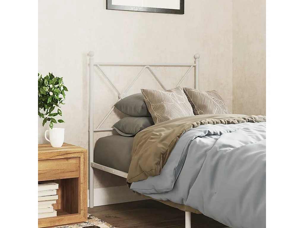 Vervangend hoofdbord 75 cm metaal wit