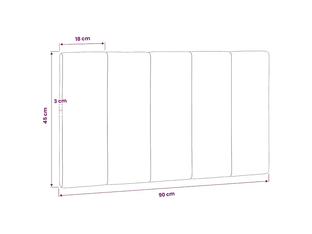 Hoofdbordkussen "Hanko" 90 cm velvet lichtgrijs