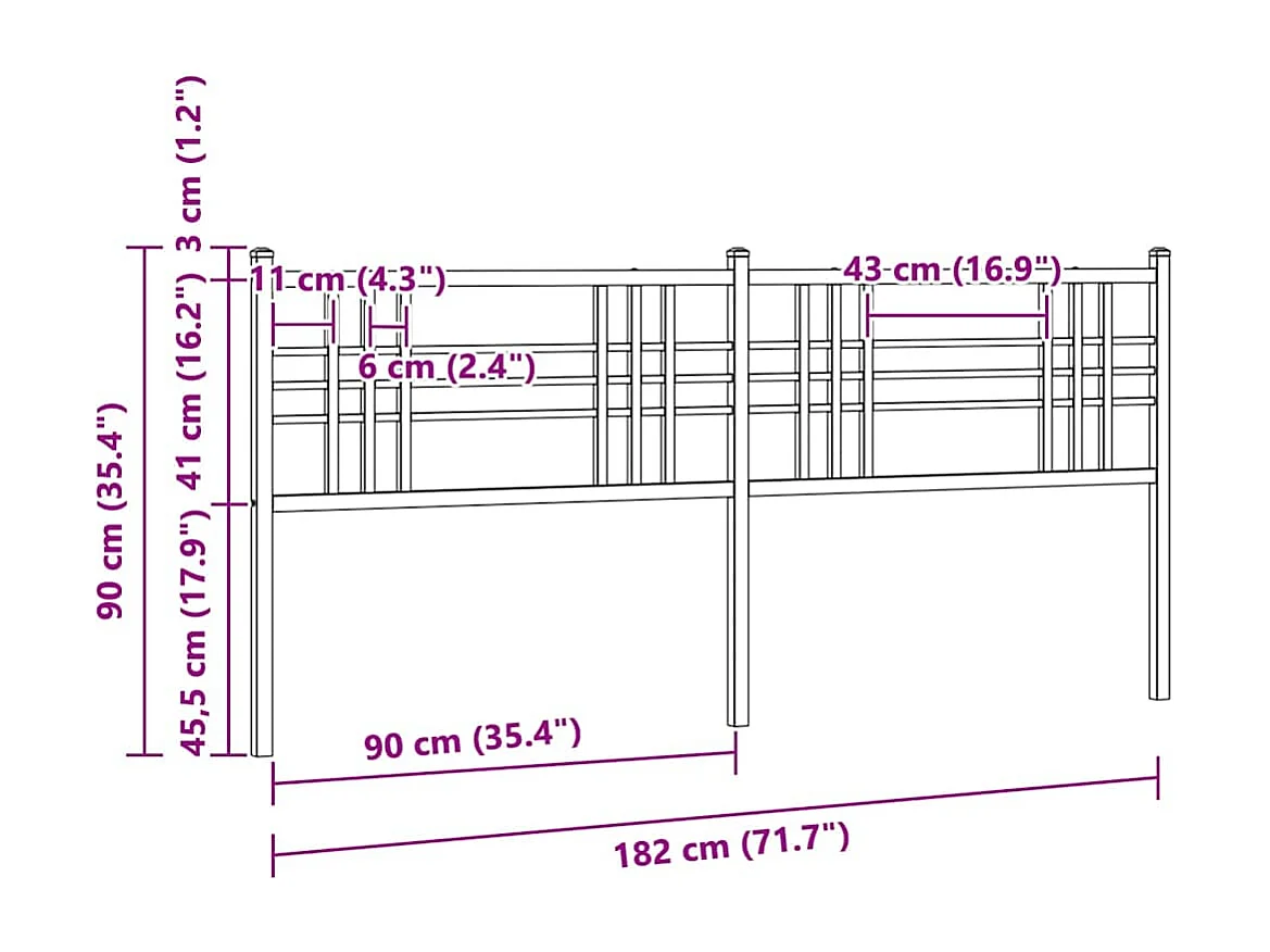 Tête de lit de remplacement métal blanc 180 cm