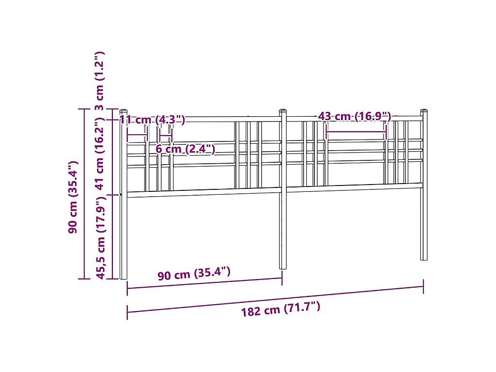 Testiera di Ricambio in Metallo Bianco 180 cm