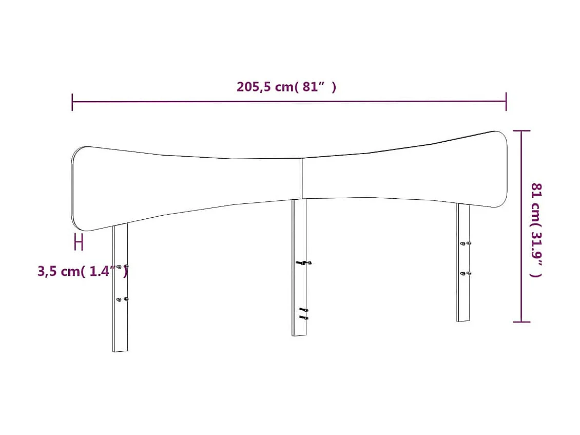 Hoofdbord 200 cm massief grenenhout wit