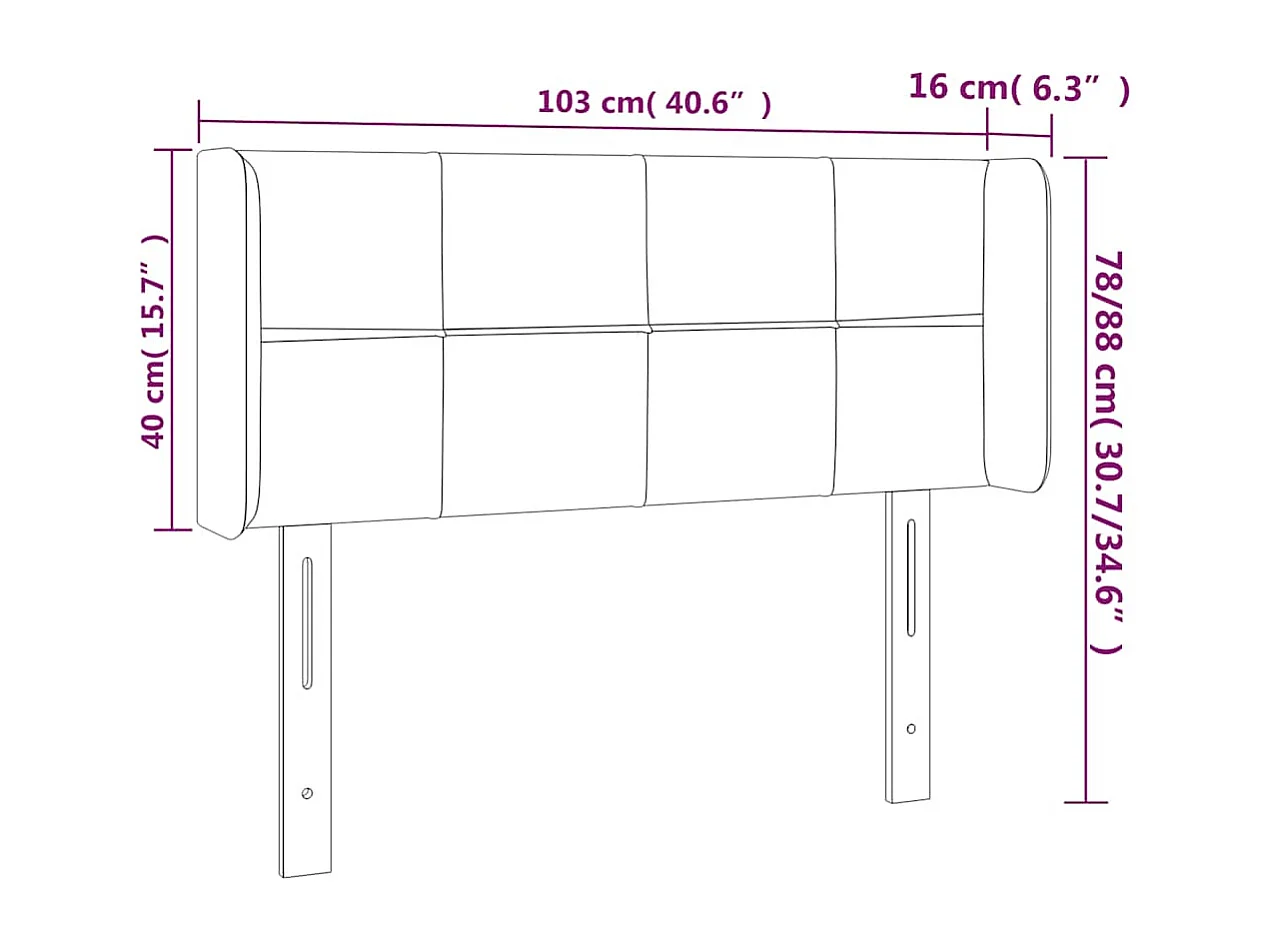 Tête de lit à LED Bleu foncé 103x16x78/88 cm Velours
