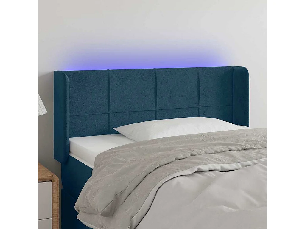Testiera a LED Blu Scuro 103x16x78/88 cm in Velluto