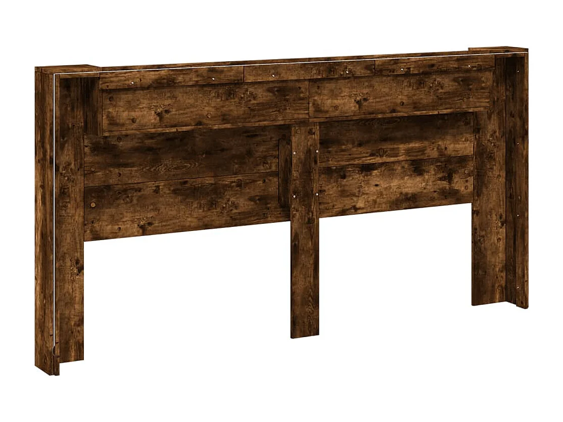 Armoire tête de lit avec LED chêne fumé 200x16,5x103,5 cm
