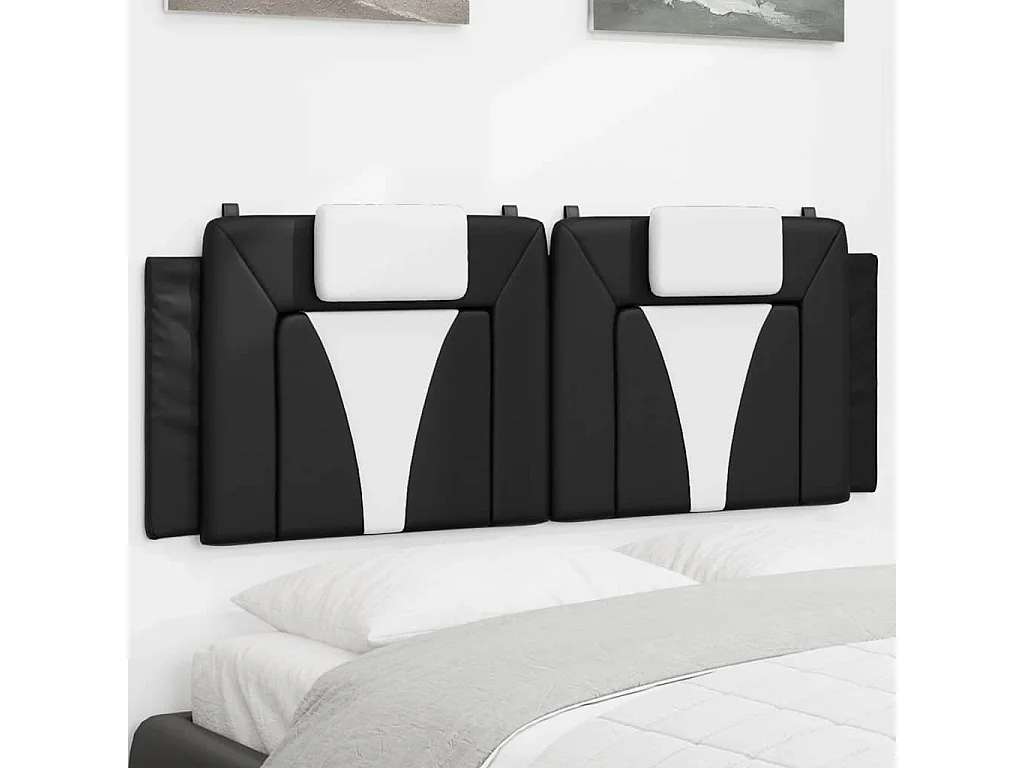 Coussin de tête de lit Viana noir et blanc 120 cm similicuir