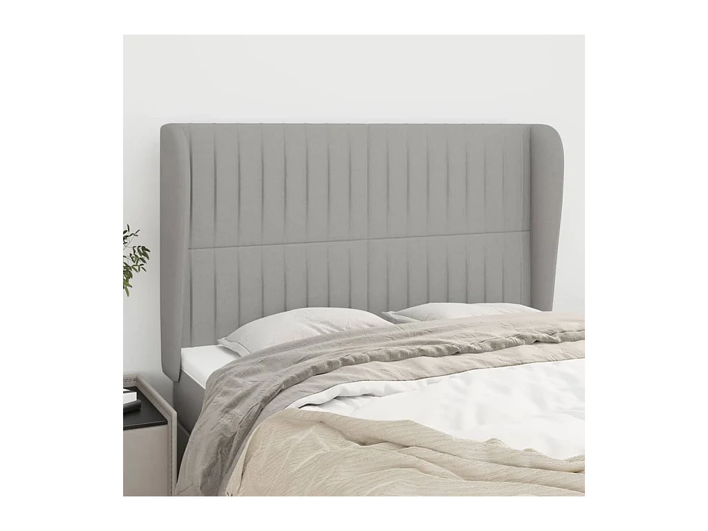 Kopfteil mit Ohren Hellgrau 147x23x118/128 cm Stoff