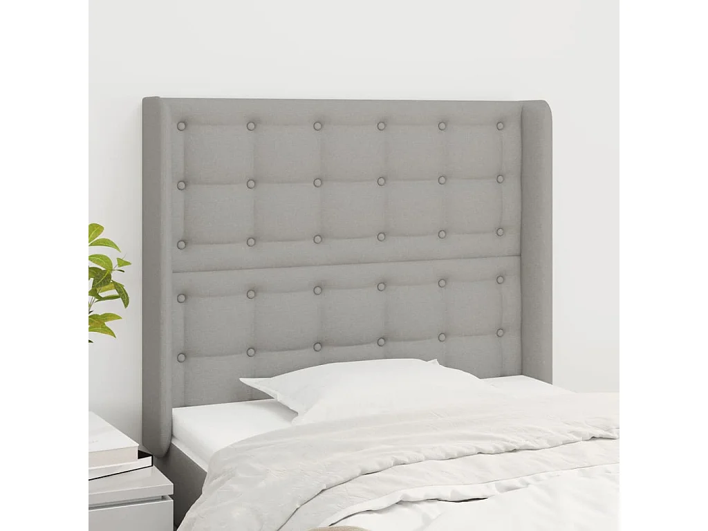 Testiera ad Orecchio Grigio Chiaro 83x16x118/128 cm in Tessuto