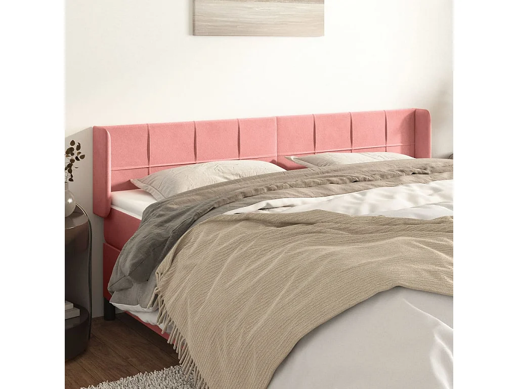 Kopfteil mit Ohren Rosa 163x16x78/88 cm Samt