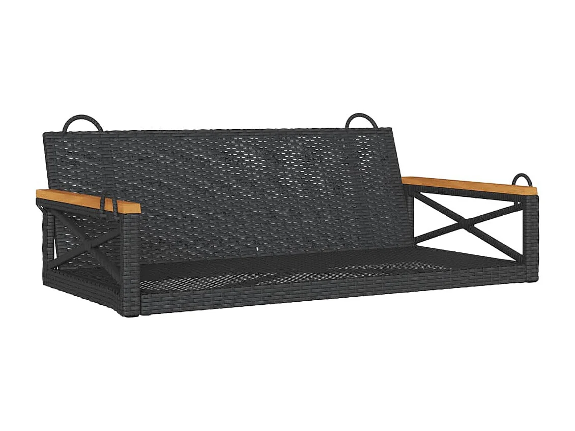 Schommelbank 109x62x40 cm poly rattan zwart