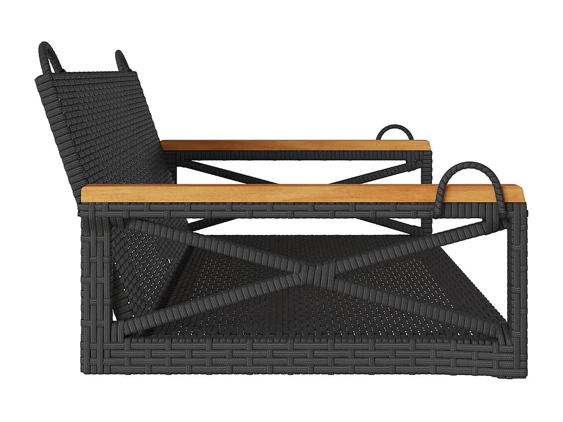 Schommelbank 109x62x40 cm poly rattan zwart