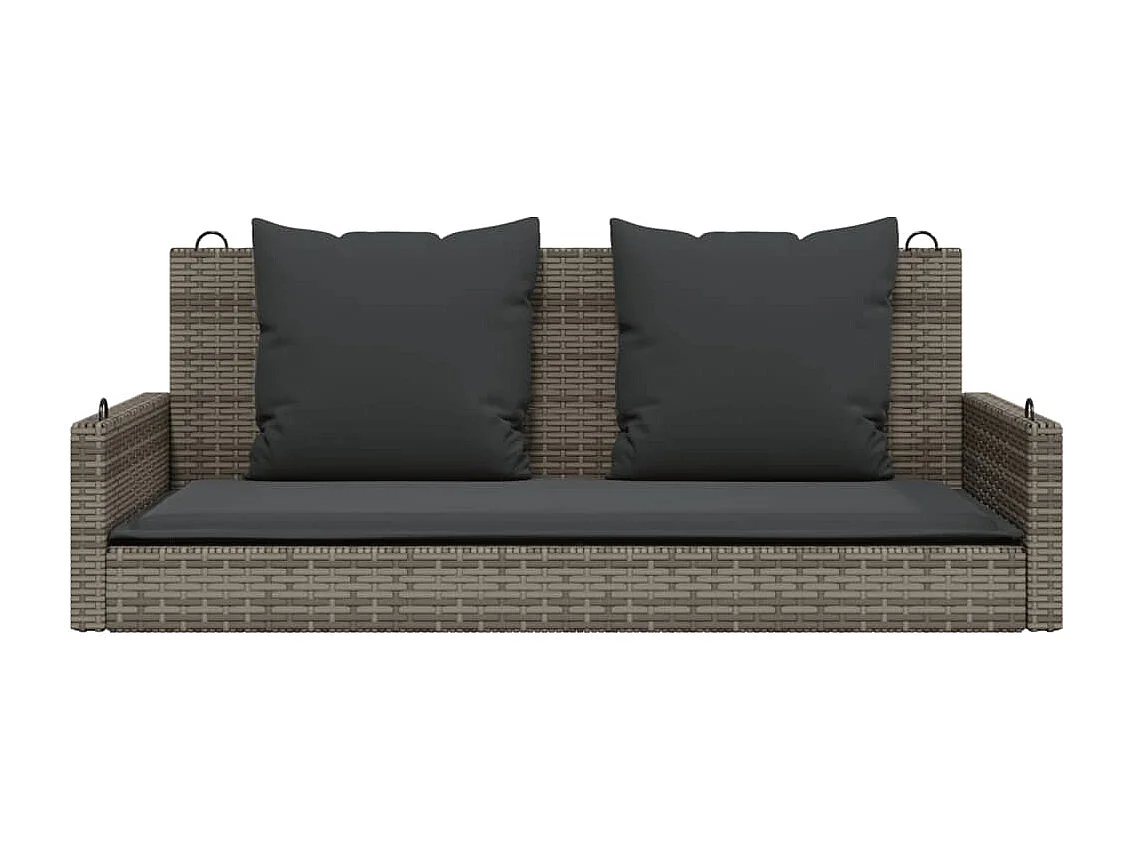 Schommelbank met kussens 119x56x48 cm poly rattan grijs