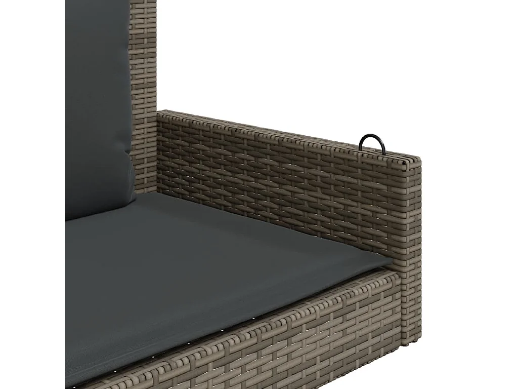 Schommelbank met kussens 119x56x48 cm poly rattan grijs