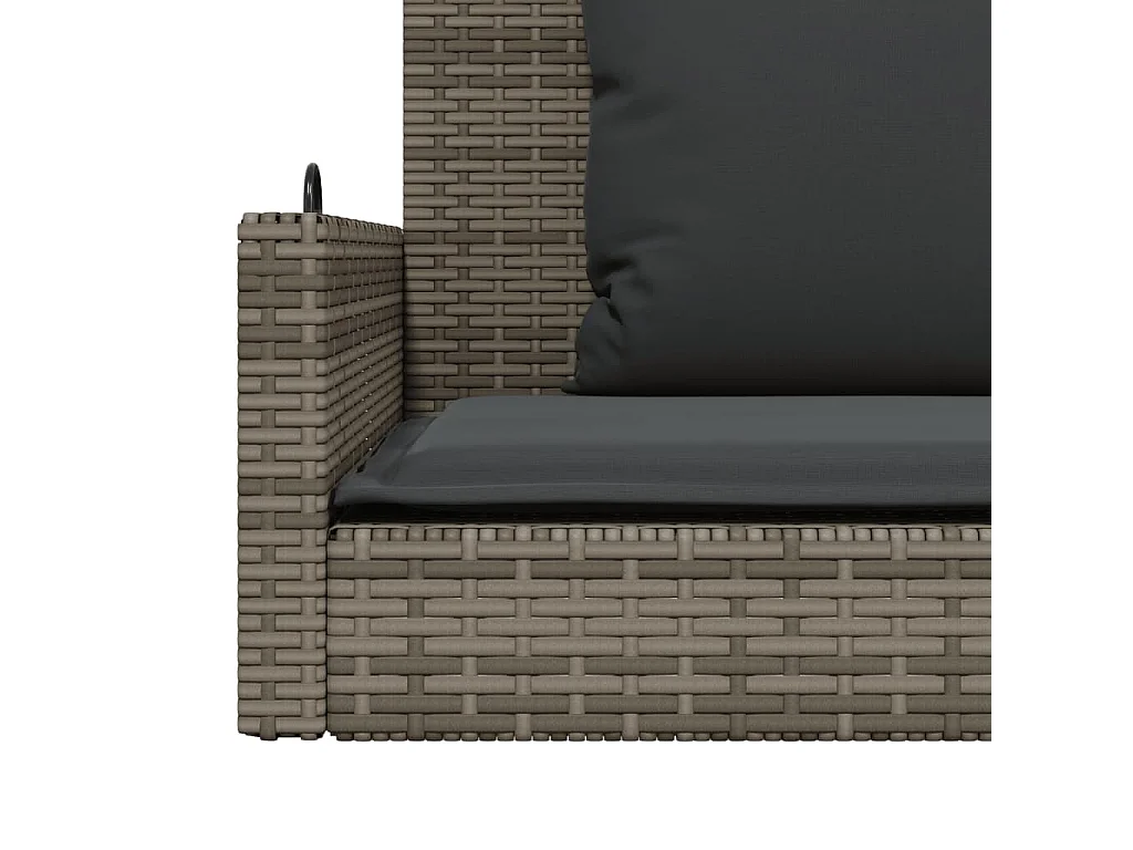 Schommelbank met kussens 119x56x48 cm poly rattan grijs