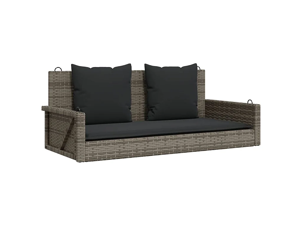 Balancelle avec coussins gris 119x56x48 cm résine tressée