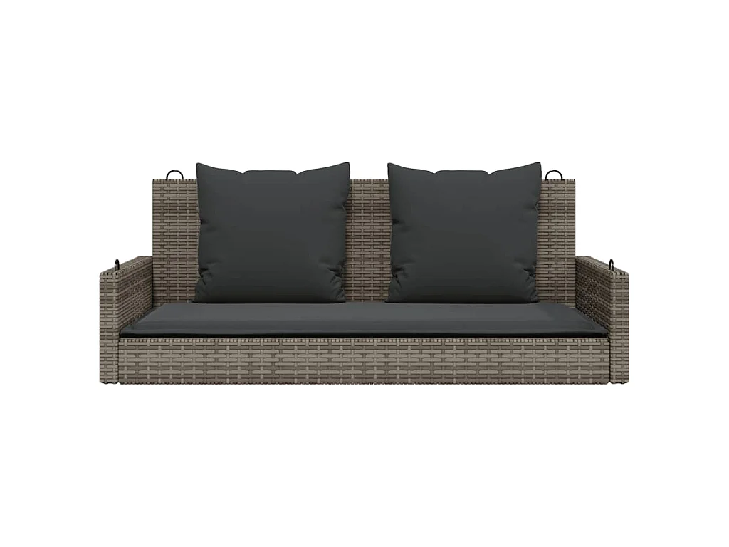 Balancelle avec coussins gris 119x56x48 cm résine tressée