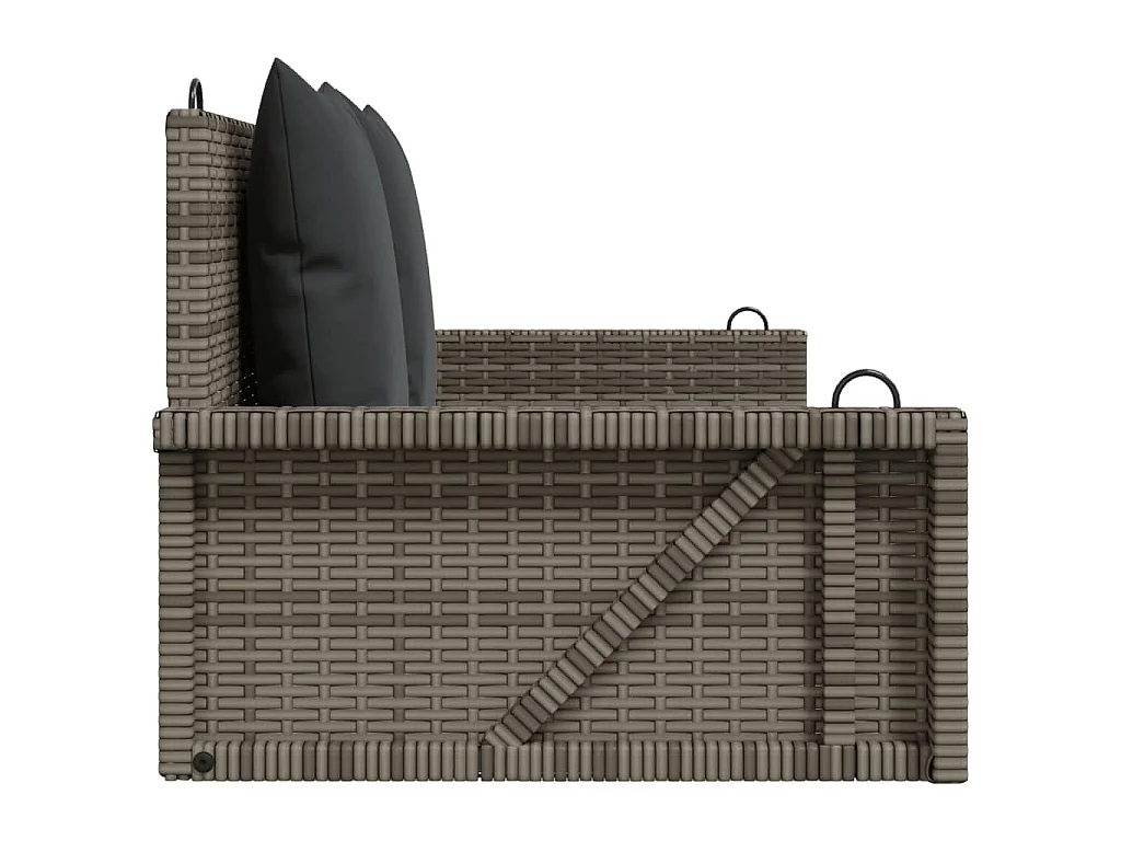Balancelle avec coussins gris 119x56x48 cm résine tressée