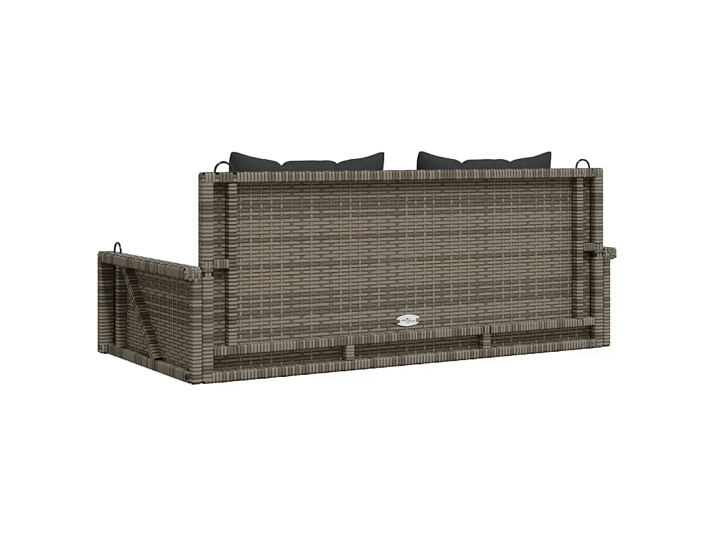 Balancelle avec coussins gris 119x56x48 cm résine tressée