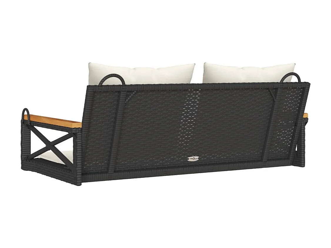 Schommelbank met kussens 109x62x40 cm poly rattan zwart