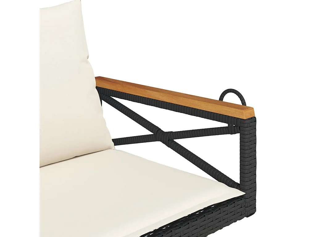 Balancelle avec coussins noir 109x62x40 cm résine tressée