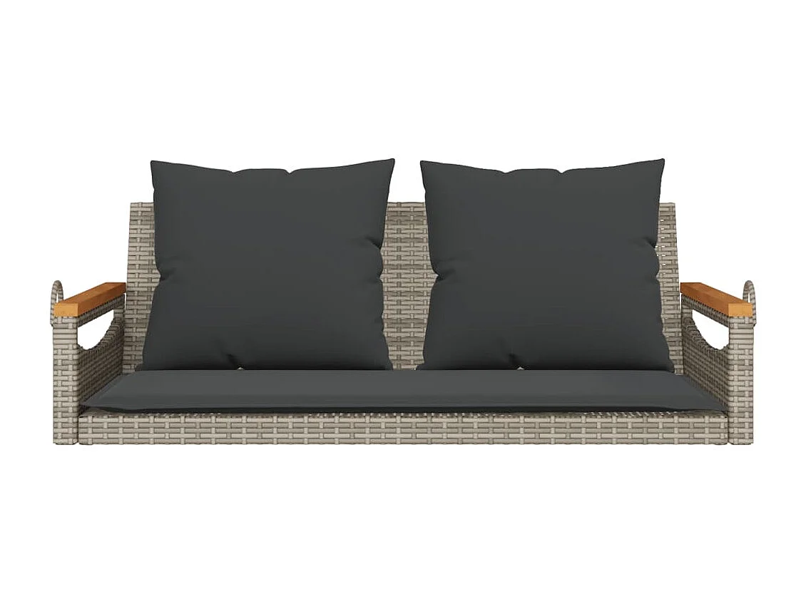 Banco columpio con cojines ratán sintético gris 109x62x40 cm