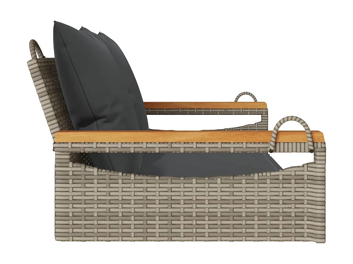 Hängebank mit Kissen Grau 109x62x40 cm Poly Rattan