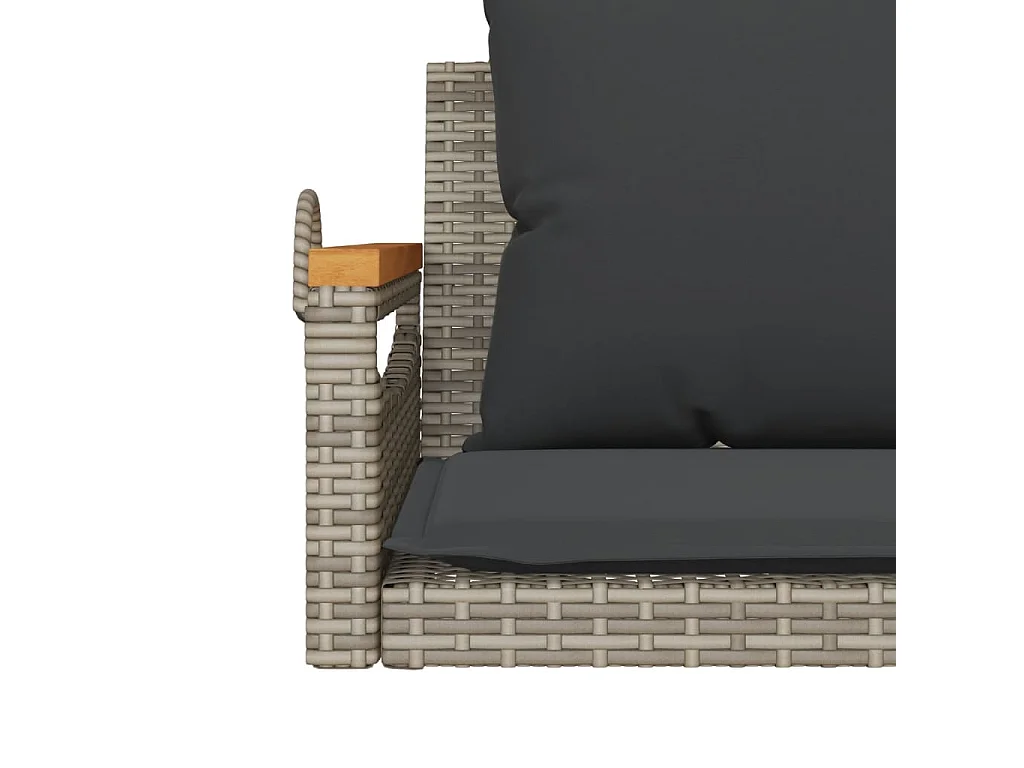 Hängebank mit Kissen Grau 109x62x40 cm Poly Rattan