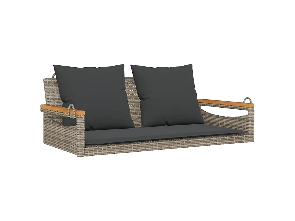 Balancelle avec coussins gris 109x62x40 cm résine tressée