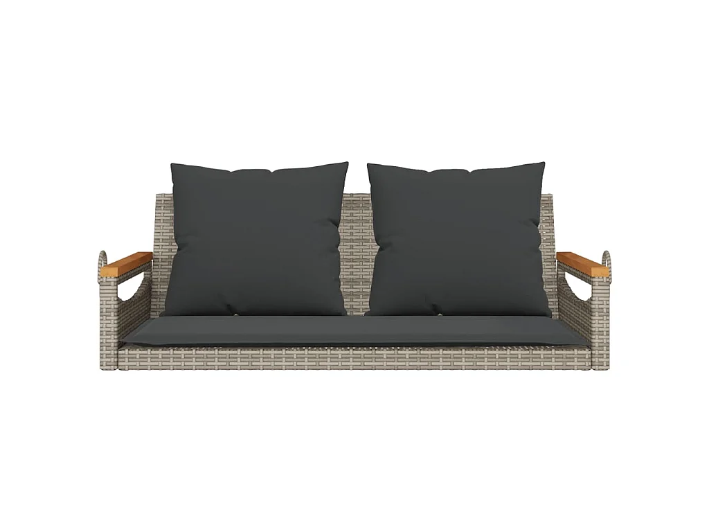 Balancelle avec coussins gris 109x62x40 cm résine tressée