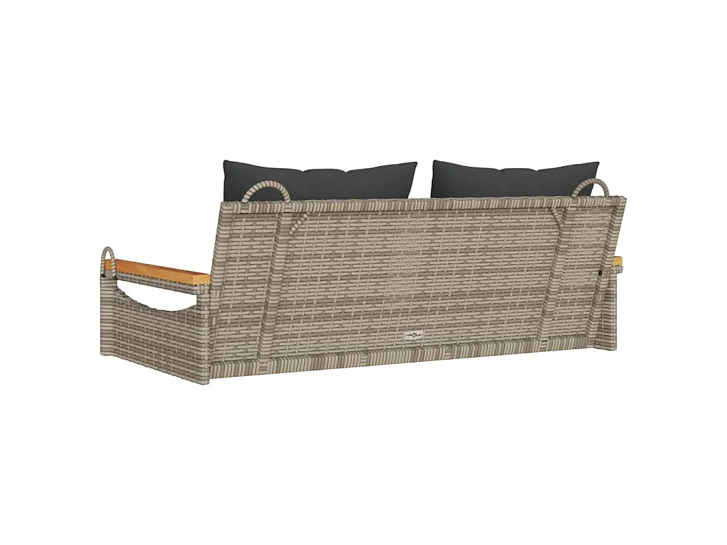 Balancelle avec coussins gris 109x62x40 cm résine tressée
