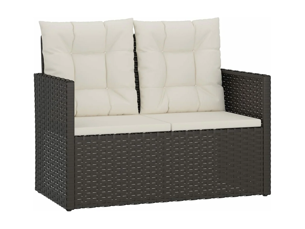 Panca da Giardino con Cuscini Nera 105 cm in Polyrattan