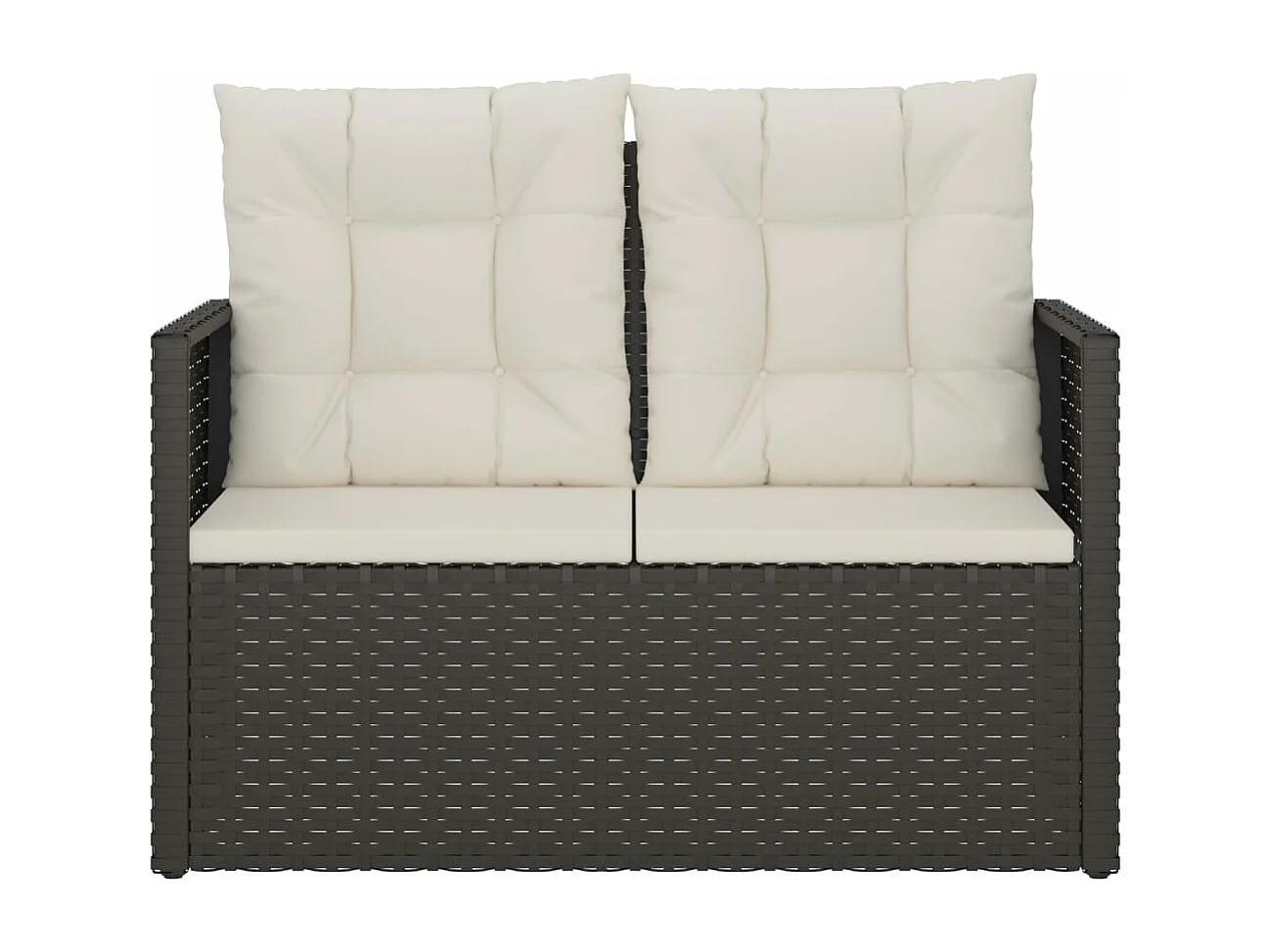 Panca da Giardino con Cuscini Nera 105 cm in Polyrattan