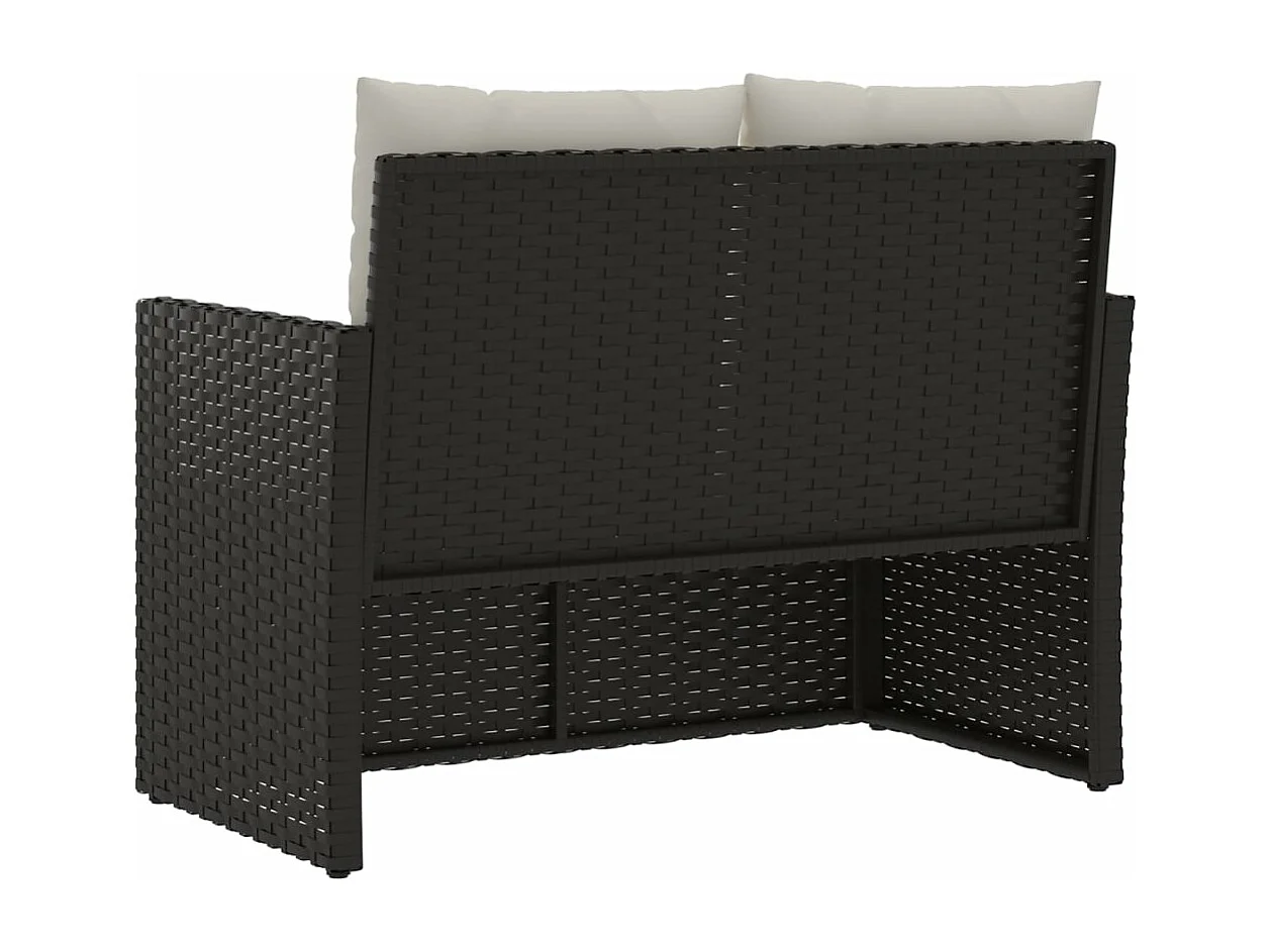 Panca da Giardino con Cuscini Nera 105 cm in Polyrattan