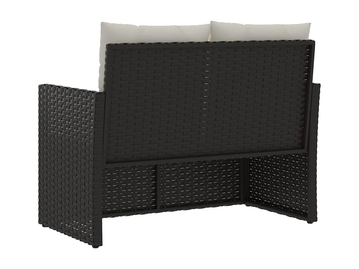 Gartenbank mit Kissen Schwarz 105 cm Poly Rattan