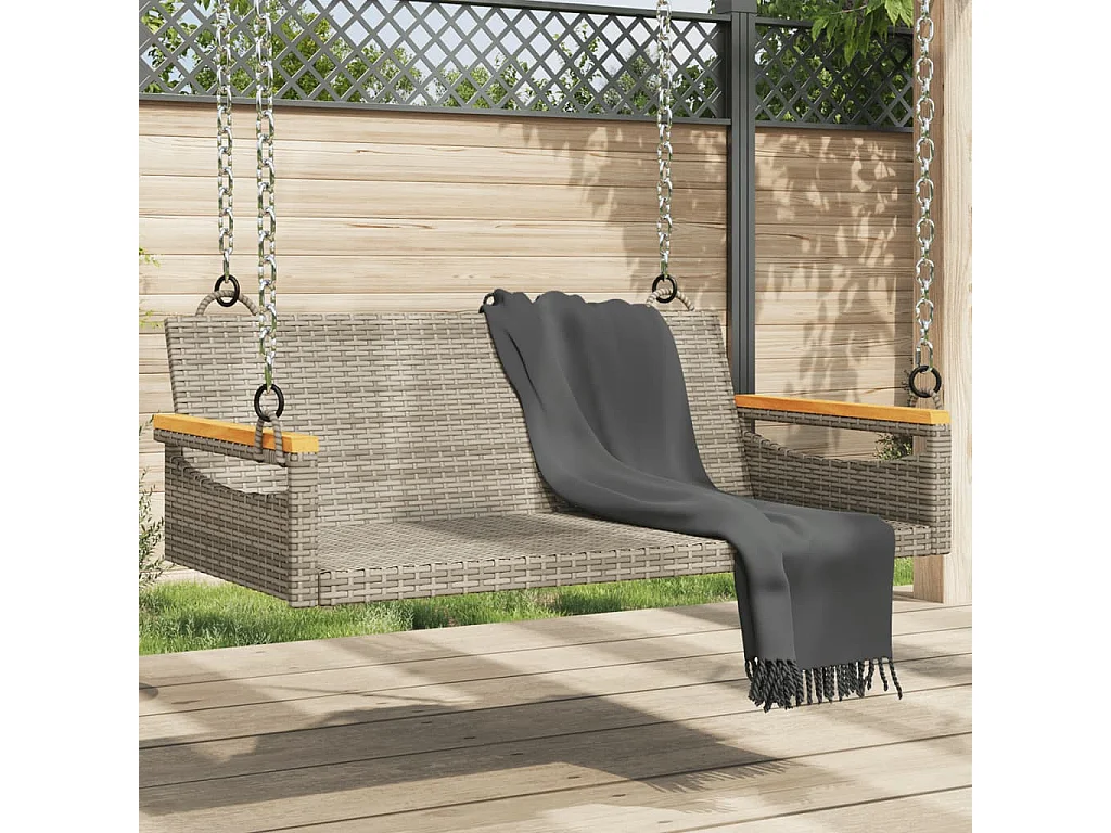 Schommelbank 109x62x40 cm poly rattan grijs