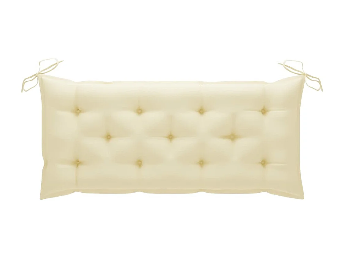 Panca Batavia con Cuscino Bianco Crema 120 cm Massello di Teak