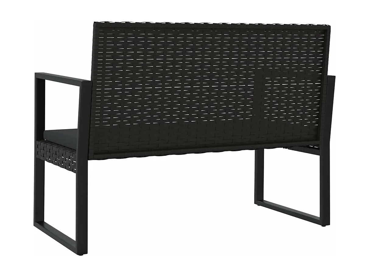Banc de jardin avec coussins noir 106 cm résine tressée