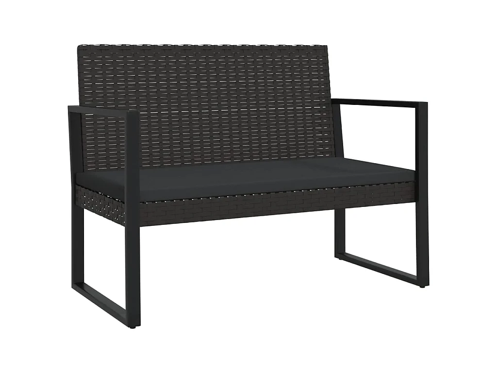 Tuinbank met kussens 106 cm poly rattan zwart