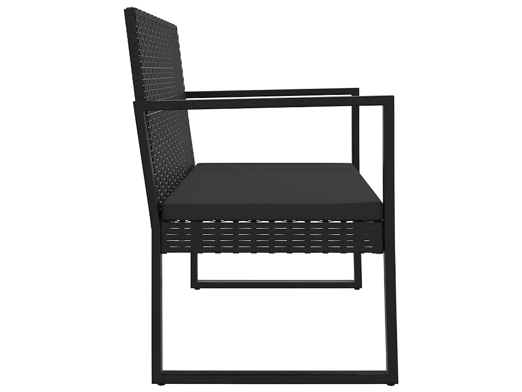 Tuinbank met kussens 106 cm poly rattan zwart