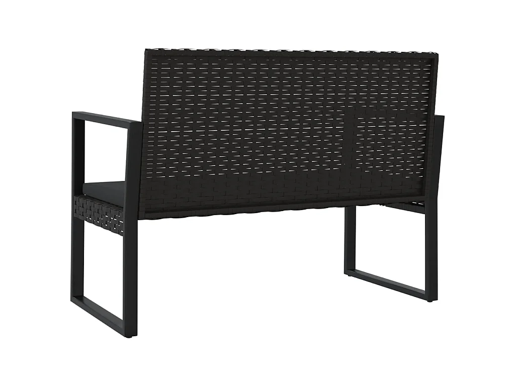 Tuinbank met kussens 106 cm poly rattan zwart