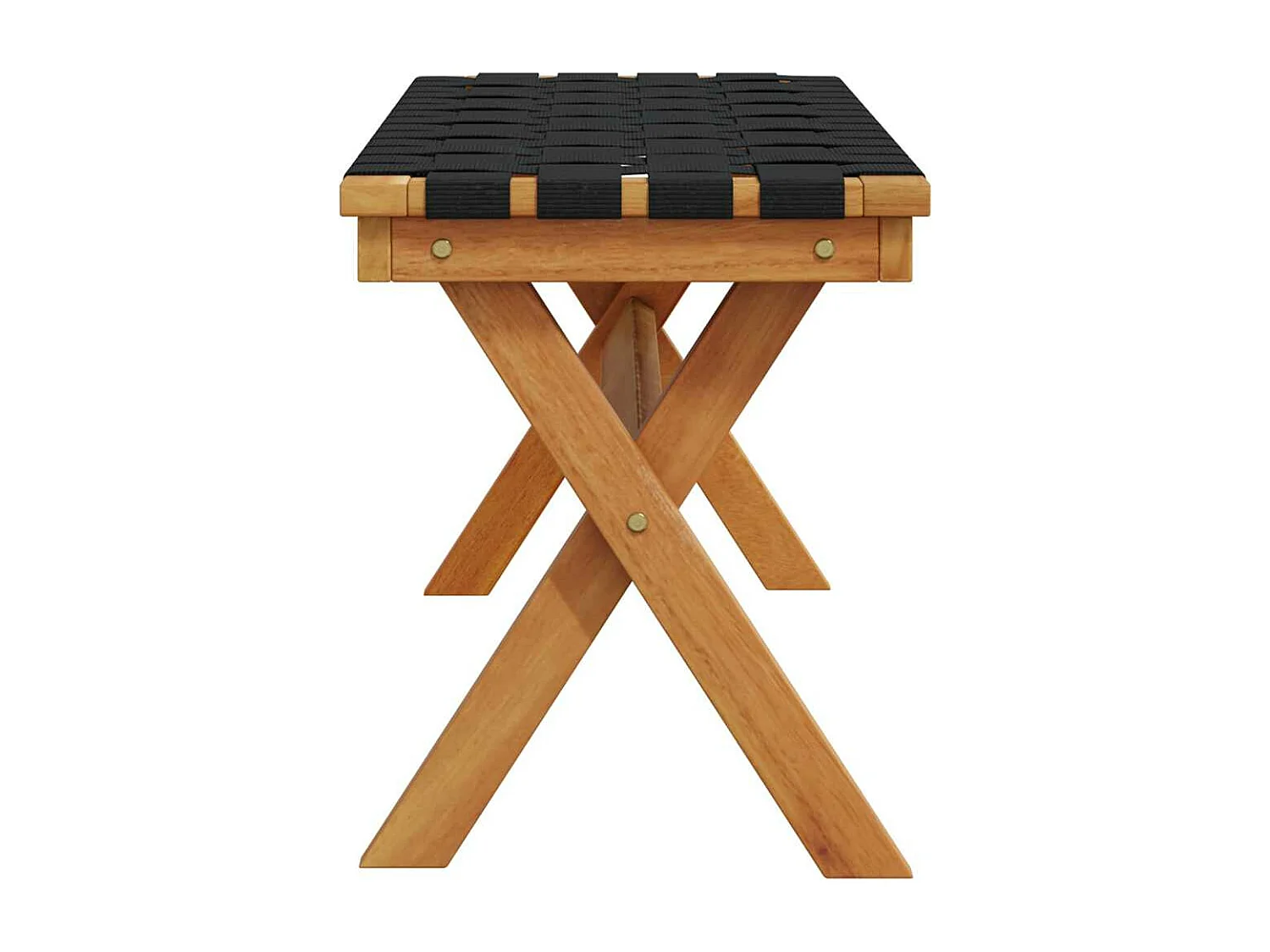 Gartenbank Schwarz Massivholz Akazie und Stoff