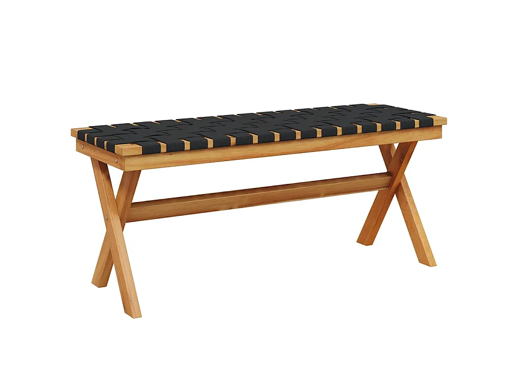 Gartenbank Schwarz Massivholz Akazie und Stoff