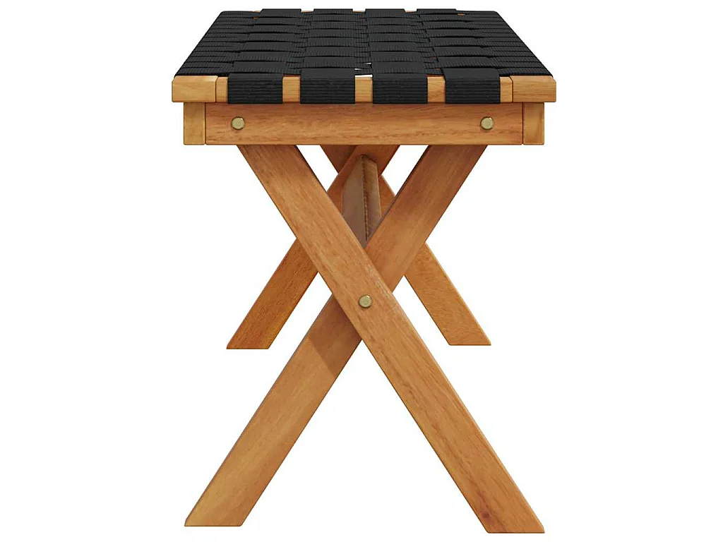 Gartenbank Schwarz Massivholz Akazie und Stoff