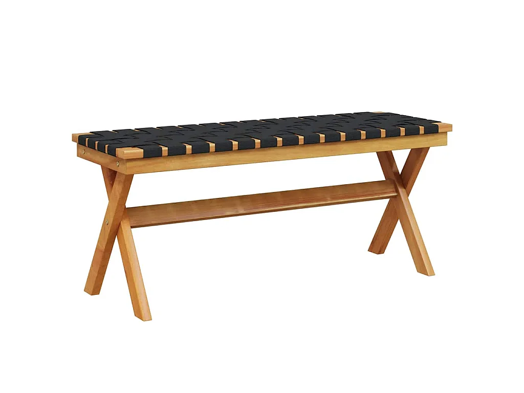 Gartenbank Schwarz Massivholz Akazie und Stoff