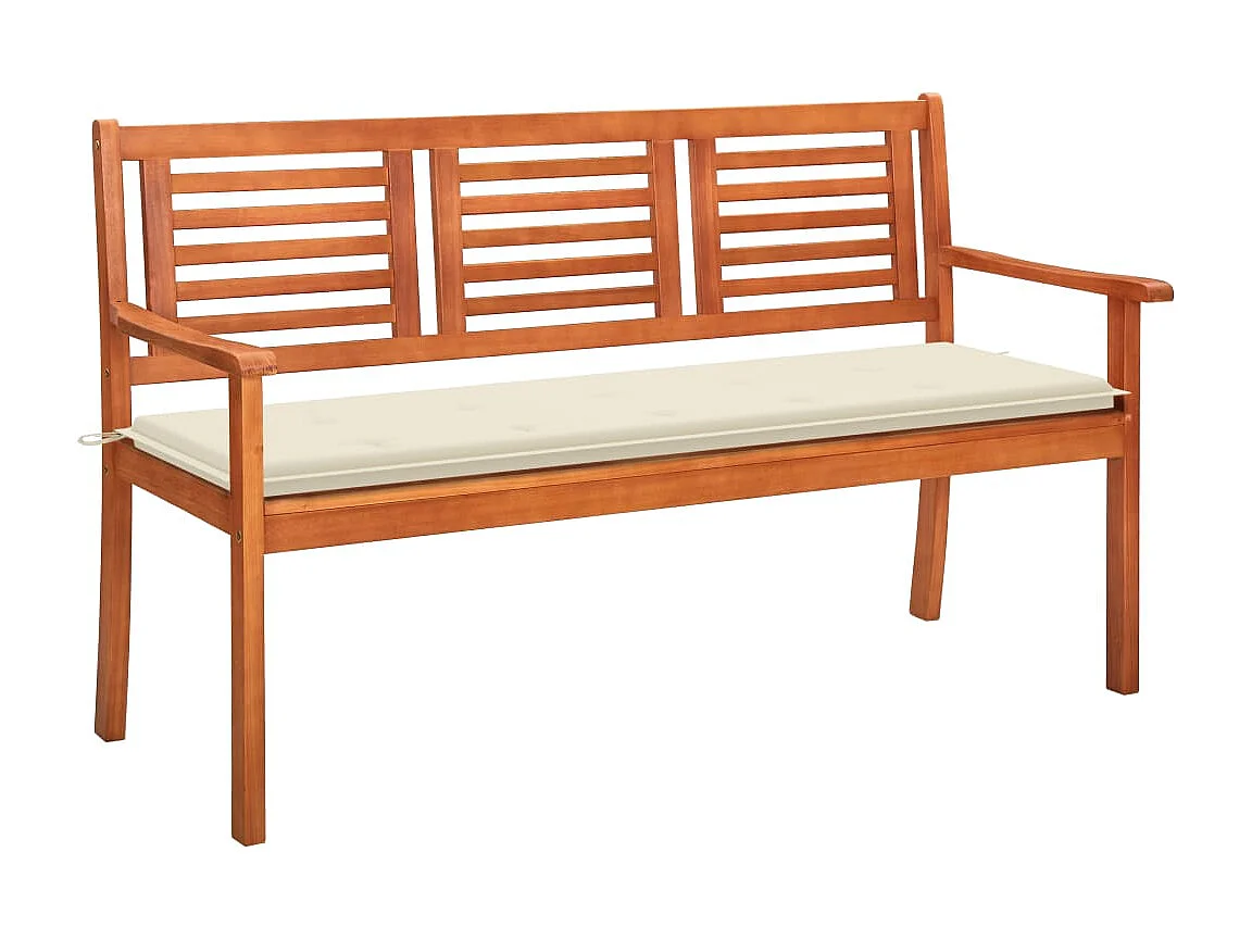 Panchina da Giardino e Cuscino 3 Posti 150cm Eucalipto Massello