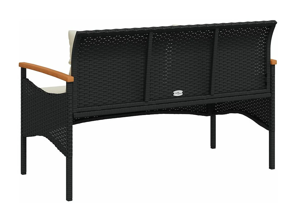 Tuinbank met kussens 116x62,5x74 cm poly rattan zwart