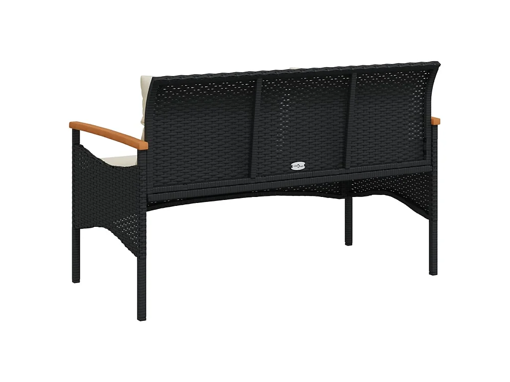Banc de jardin avec coussins 116x62,5x74 cm noir résine tressée