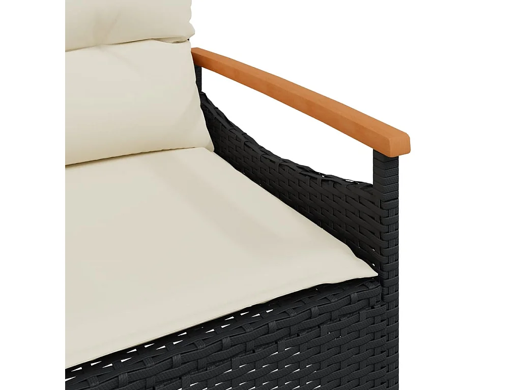 Banc de jardin avec coussins 116x62,5x74 cm noir résine tressée