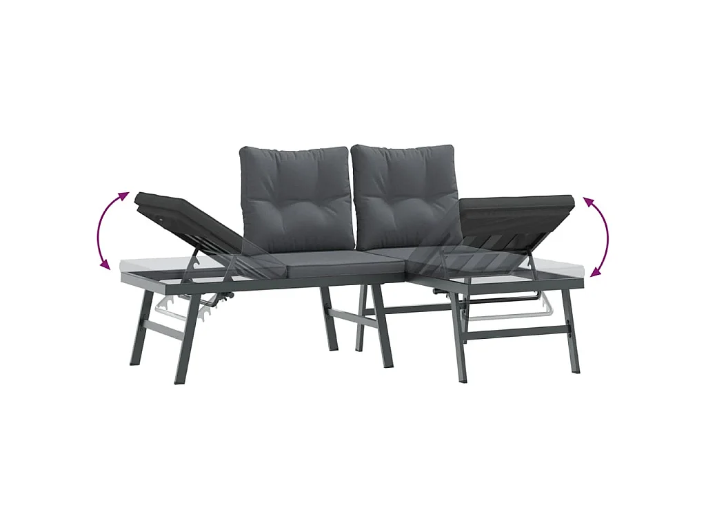 Bancs de jardin avec coussins lot de 2 acier enduit de poudre